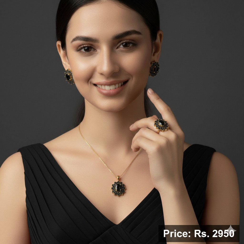 Morganite Floral Pendant Set – Rs. 2950
