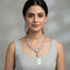 Rose quartz gemstone bridal necklace with matching earrings, priced Rs. 5250
