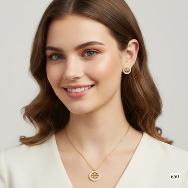 Chic Gold Studs & Necklace – Rs. 650