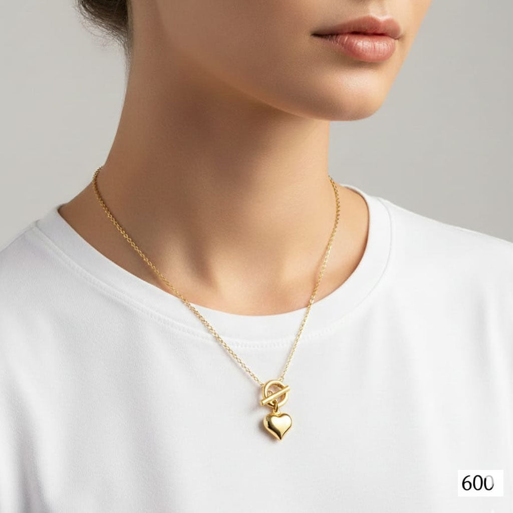 Gold Toggle Clasp Heart Pendant Necklace– Rs. 600