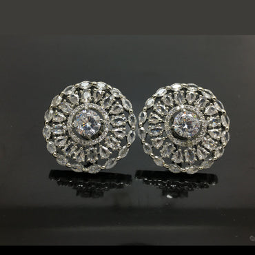 Elegant Halo American Diamond Stud Earrings