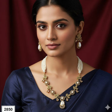 Gold & Pearl Floral Jewelry Set – Rs. 2850