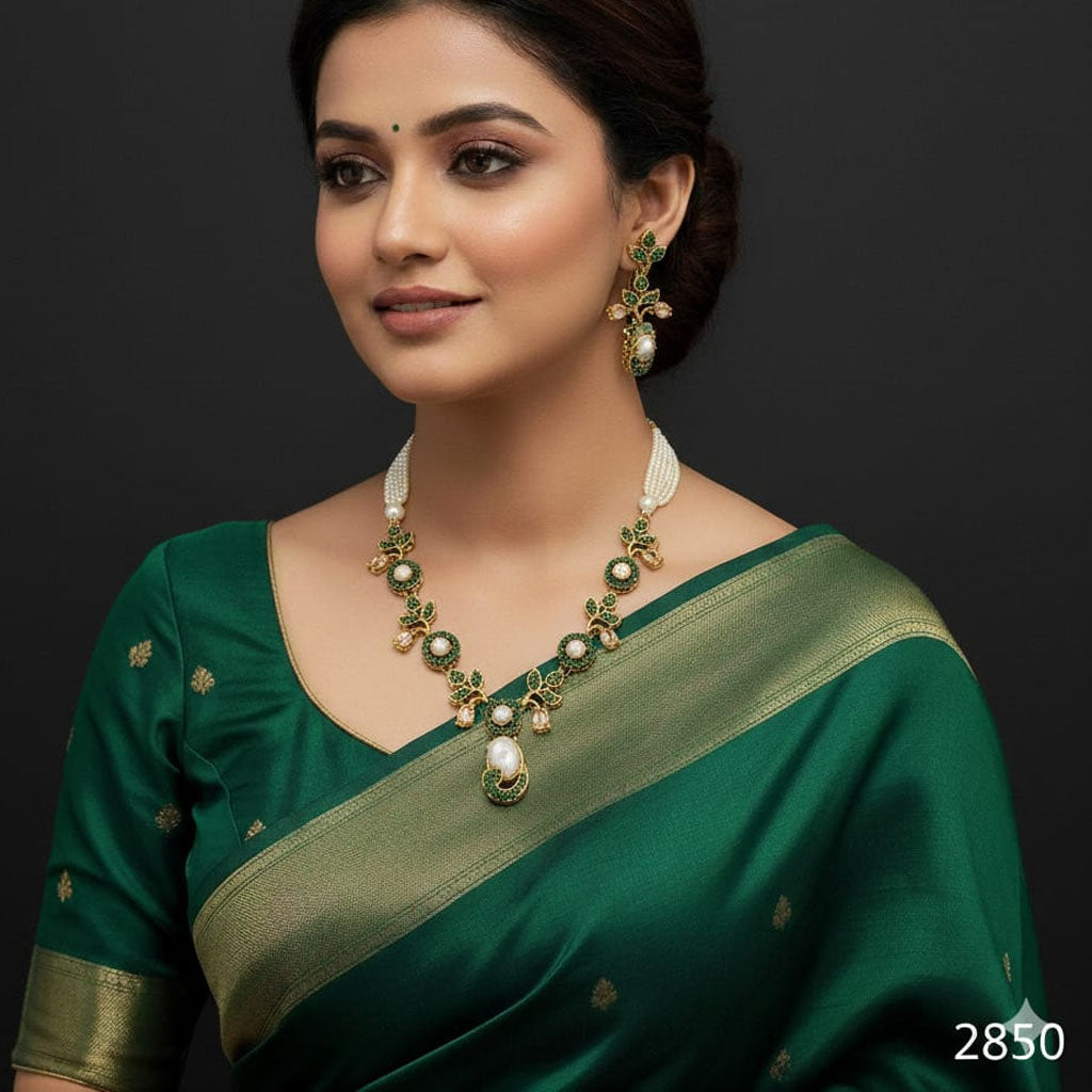 Gold & Pearl Floral Jewelry Set – Rs. 2850