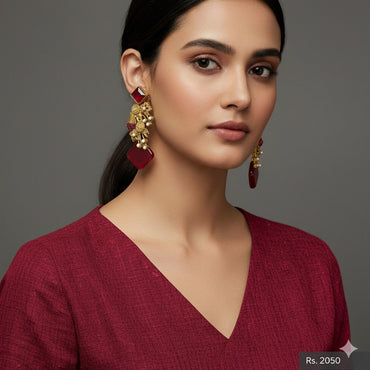 Quartz & Pearl Shoulder Duster Earrings – Rs. 2050