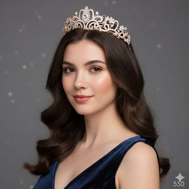 Sparkling Quinceañera or Prom Rose Gold Crown - RS 550