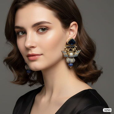 Pearl & Lapis Lazuli Dangle Earrings – Rs. 3250