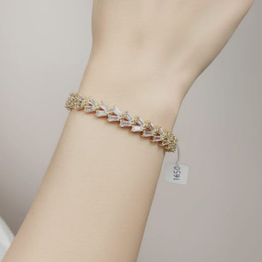 Gold Tone Baguette Cut Tennis Bracelet – Rs. 1650