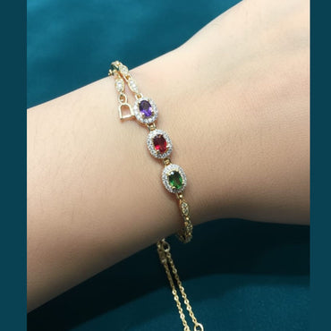 Multi-Color Halo Birthstone Bracelet – Rs. 950