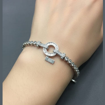 CZ Tennis Bracelet with Halo Clasp – Rs. 950