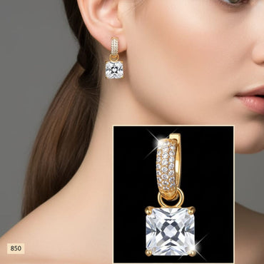 Micro-Pave Hoop & Gemstone Earrings – Rs. 850