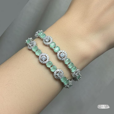 AD & Jade Green Stone Bangles – Rs. 2950