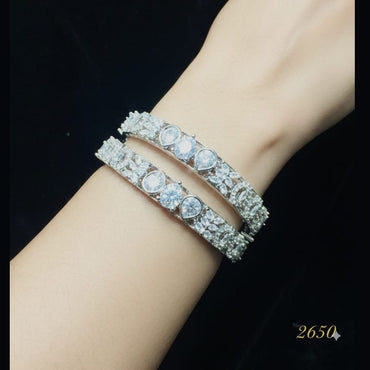 CZ Floral & Pear Cut Wide Bangles – Rs. 2650