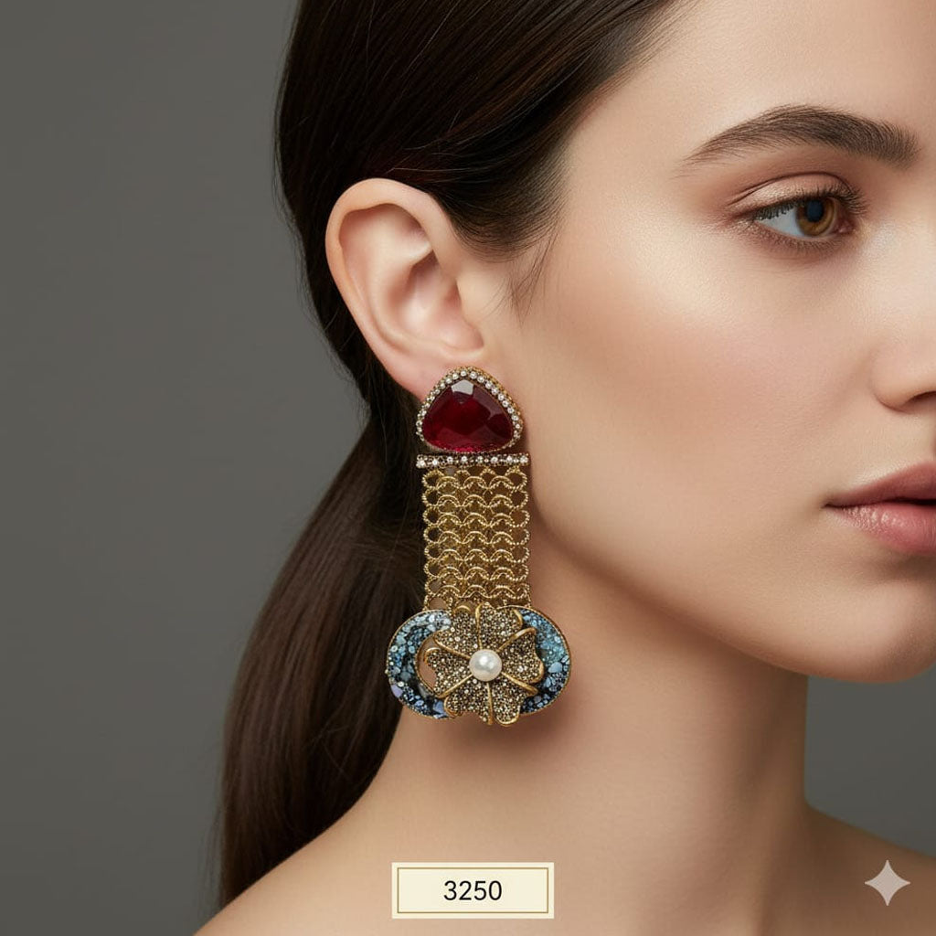 Multi-Stone Floral Chakra Dangler Earrings – Rs. 3250