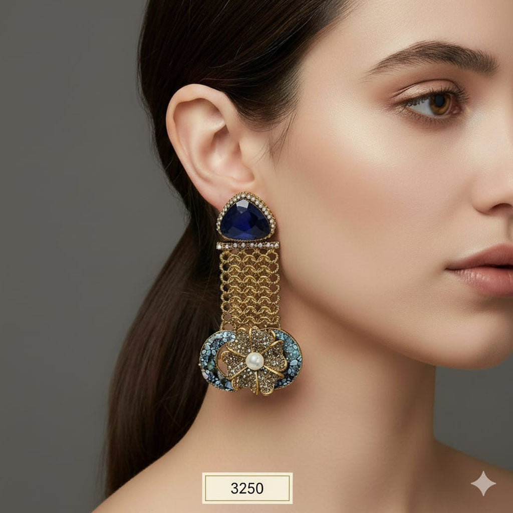 Multi-Stone Floral Chakra Dangler Earrings – Rs. 3250