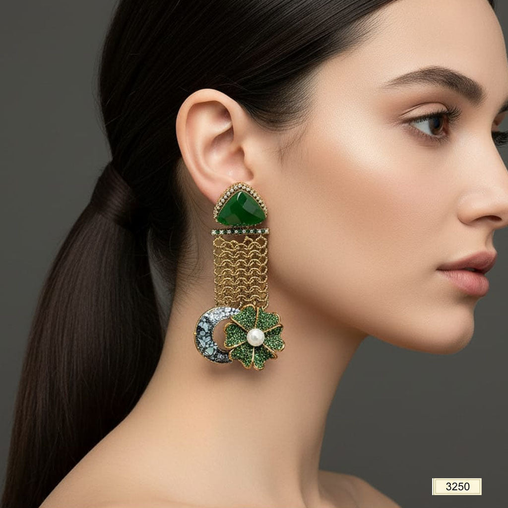 Multi-Stone Floral Chakra Dangler Earrings – Rs. 3250