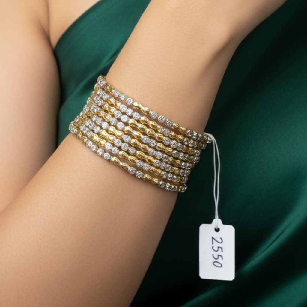 Layered Micro-Pave CZ & Gold Bangles – Rs. 2250