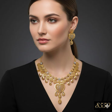 Gold Plated Filigree Heart Jewelry Set – Rs. 8550