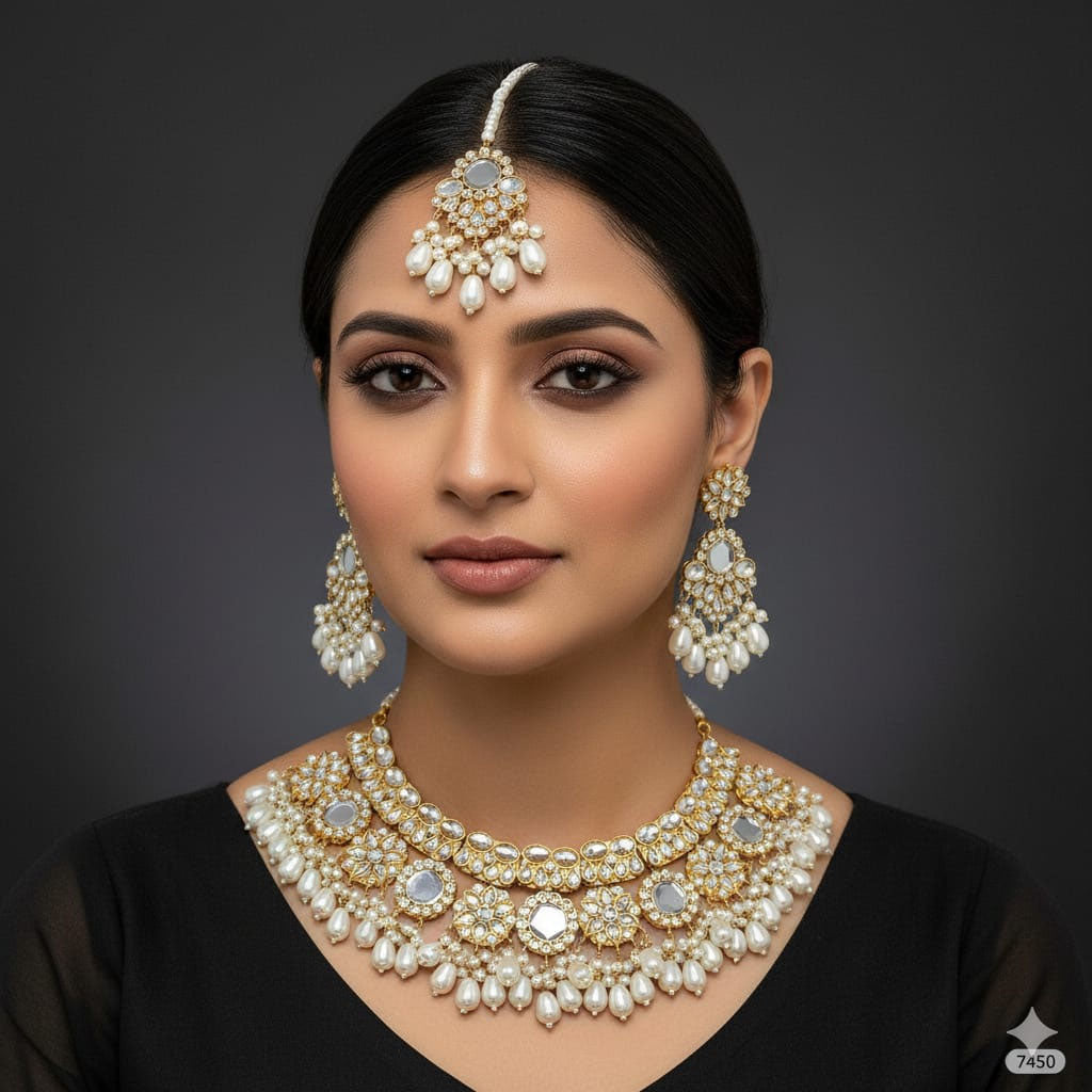 Mirror Work Kundan Choker Set – Rs. 7450