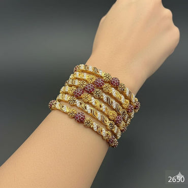 Deep Red Stone Wedding Bangle Set – Rs. 2650