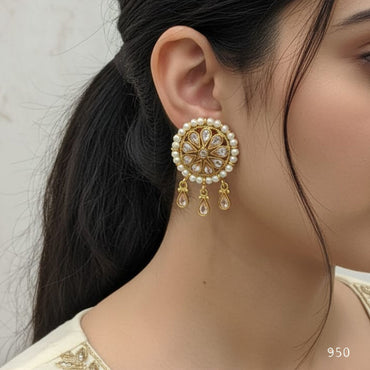 Elegant Gold Plated Pearl Stud Earrings – Rs. 950