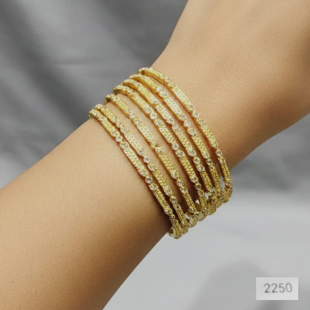 Classic Gold Plated Textured Bangle Set – Rs. 2250