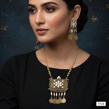 Tribal Boho Oxidized Mala Set – Rs. 1,150