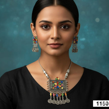 Tribal Boho Oxidized Mala Set – Rs. 1,150