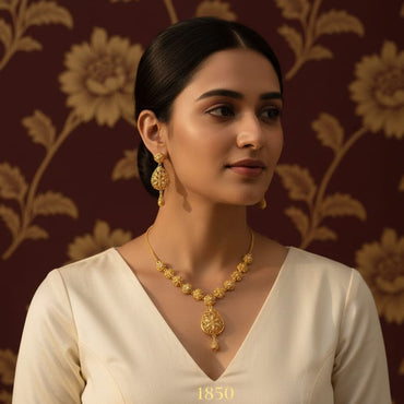 The “Jasmine” Gold Bloom Necklace & Earrings Set – Rs. 1,850