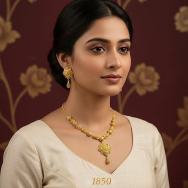 Dainty Gold Flower Cluster Pendant & Earrings Set – Rs. 1,850