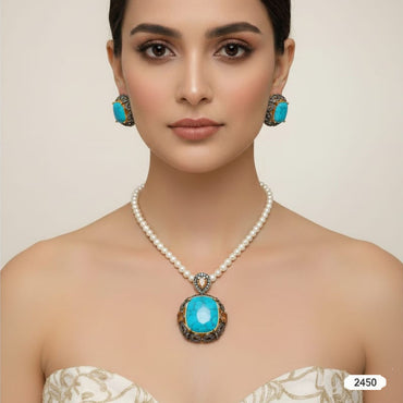 Designer Gold Plated Statement Polki Necklace Set – Rs. 2,450
