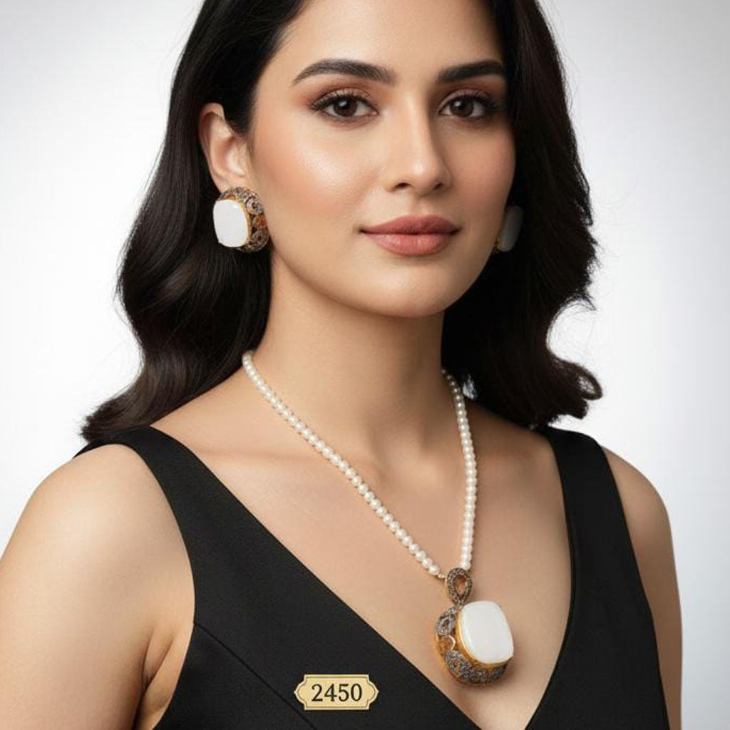 Designer Gold Plated Statement Polki Necklace Set – Rs. 2,450
