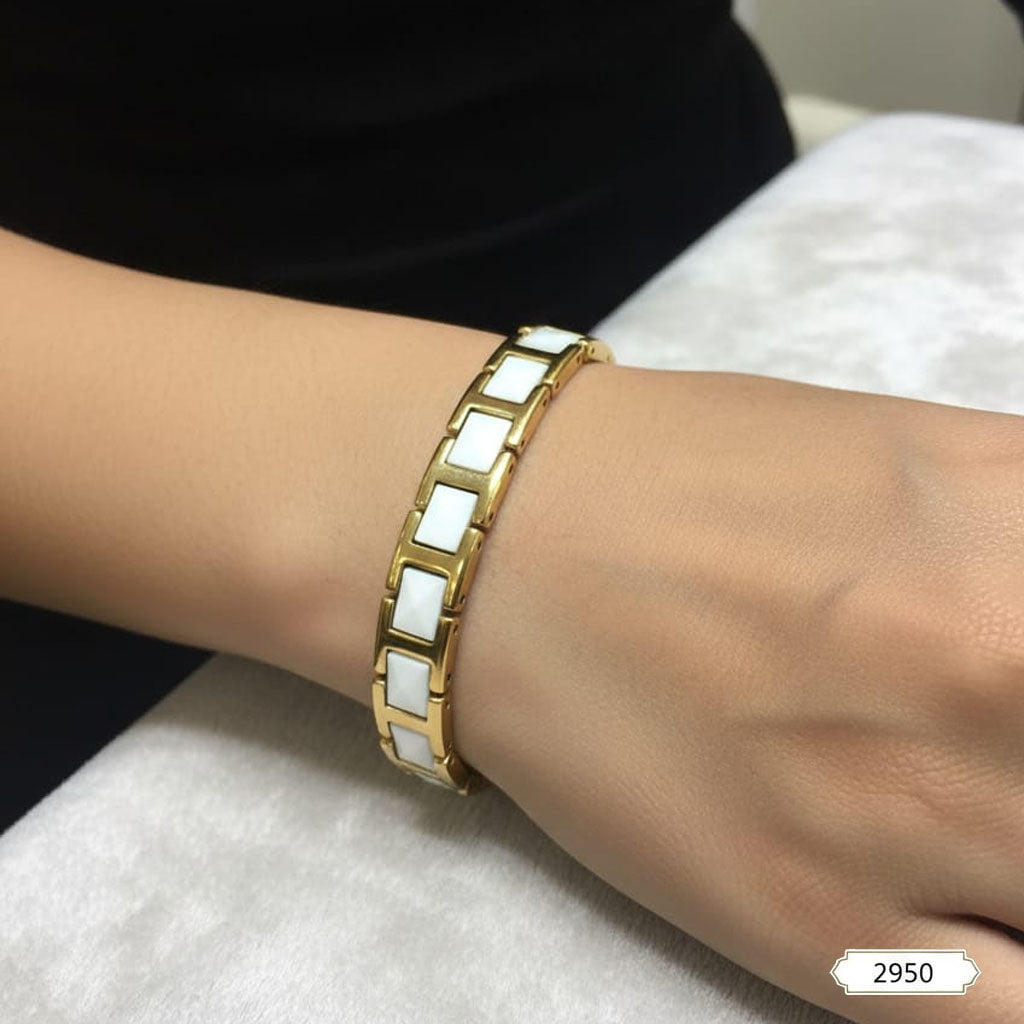 Contemporary White Inlay Link Bracelet – Rs. 2,950