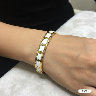 Contemporary White Inlay Link Bracelet – Rs. 2,950