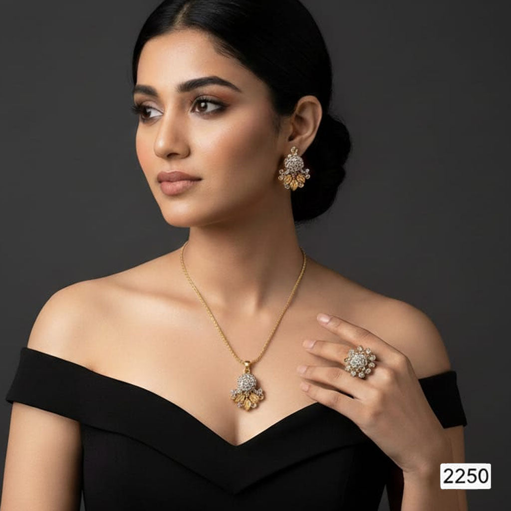 Antique Two-Tone Petite Floral Jewelry Set – Rs. 2,250