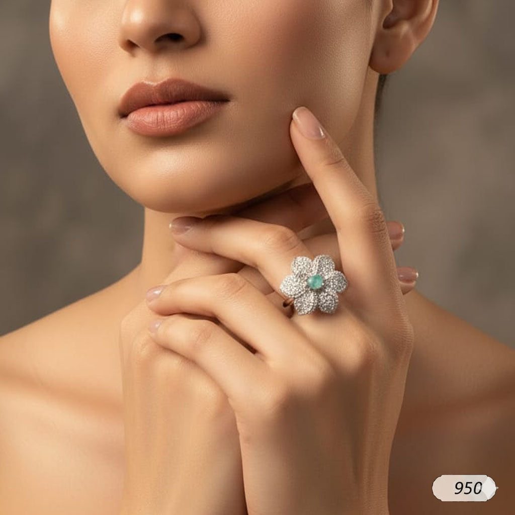 Nature-Inspired Jumbo Flower Cluster Ring – Rs. 950