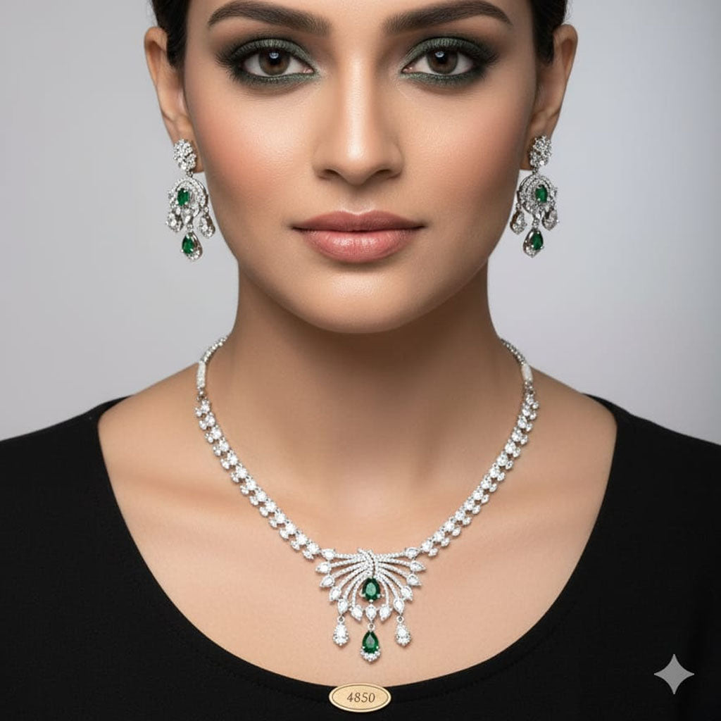 Rhodium Plated Fringe Pendant & Earrings Set – Rs. 4,850