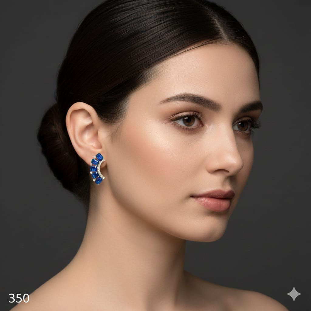 Contemporary Half-Hoop Pave Stud Earrings – Rs. 350