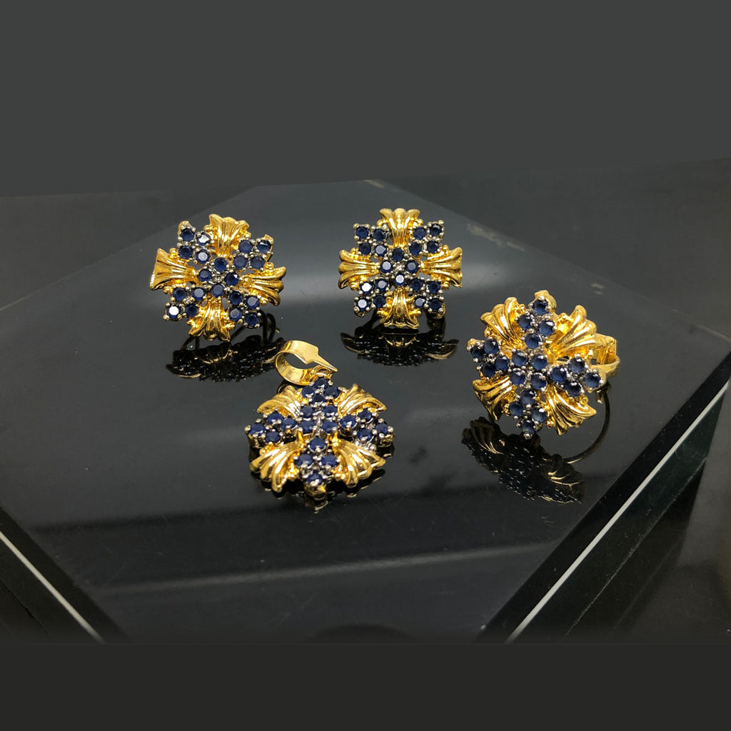 Golden Floral Diamond Locket Set