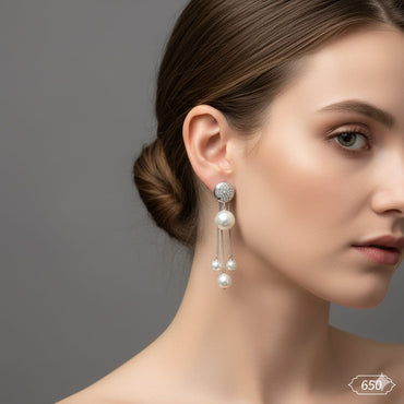 Luxury Triple Pearl Drop Dangle Earrings – Rs. 650