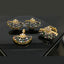 Golden Fan-Shaped Diamond Locket Set