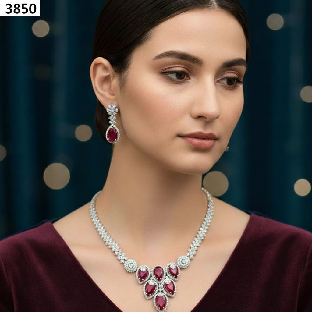 High-End Pave Setting Clear Crystal Statement Set – Rs. 3,650