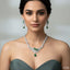 Designer Marquise Cut Cluster Necklace with Green Drop – Rs. 3,550