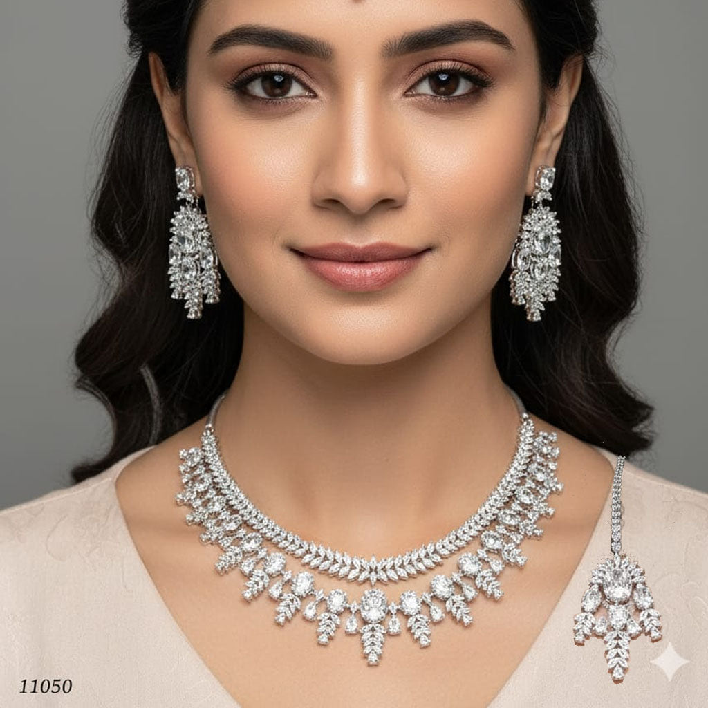 Multi-Faceted Crystal Choker & Drop Earrings Combo – Rs. 11,050