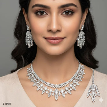 Multi-Faceted Crystal Choker & Drop Earrings Combo – Rs. 11,050