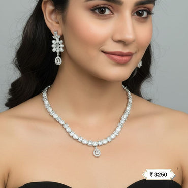 High-End Pave Setting Diamond Simulant Flower Drop Earrings – Rs. 3,250