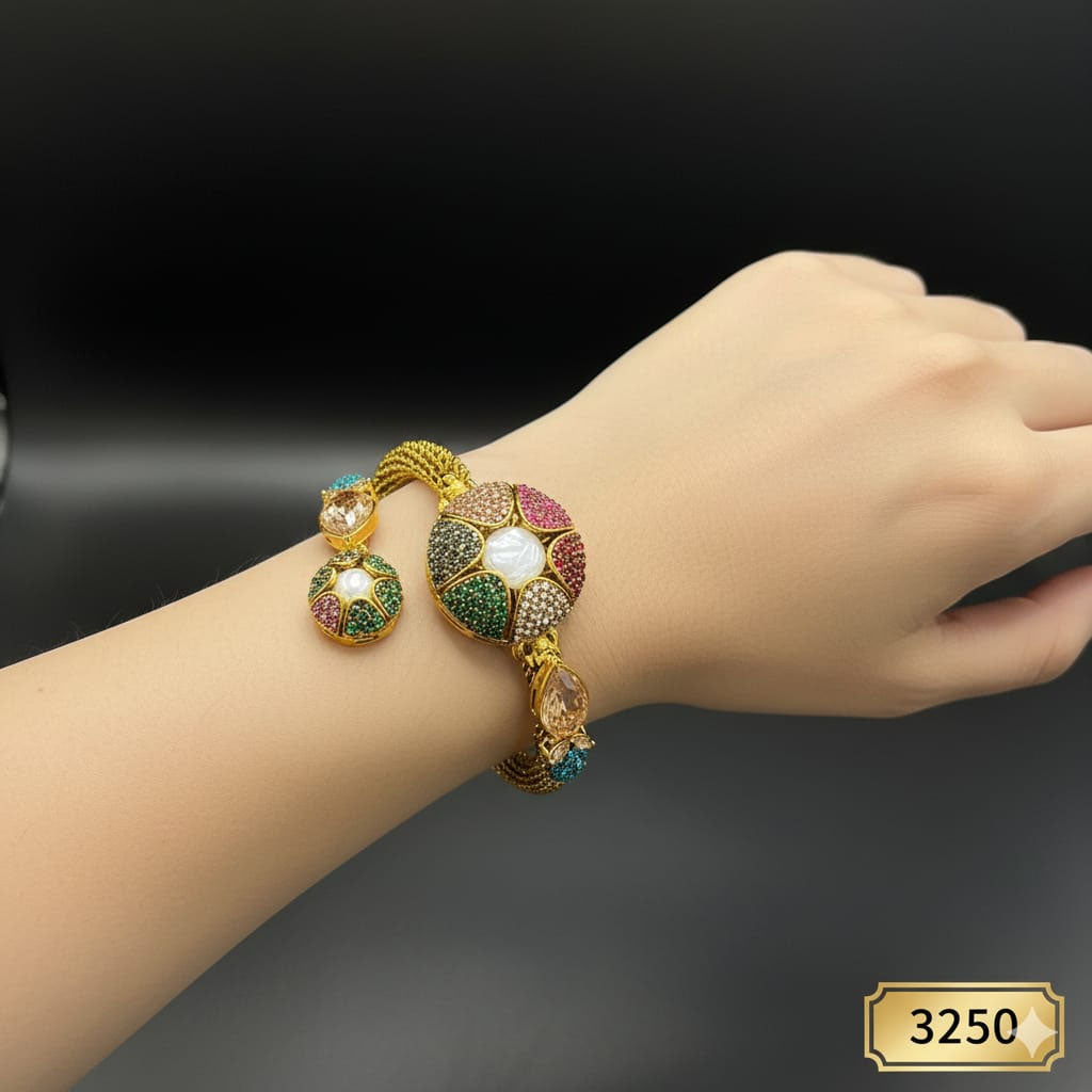 Statement Gold Plated Multi-Color CZ Cluster Bracelet – Rs. 3,250
