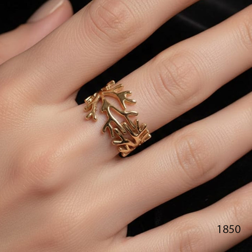 Gold Tone Delicate Coral Branch Statement Ring – Rs. 1,850