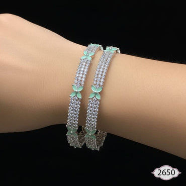 air of Mint Green Butterfly & CZ Pave Slim Bangles – Rs. 2,650