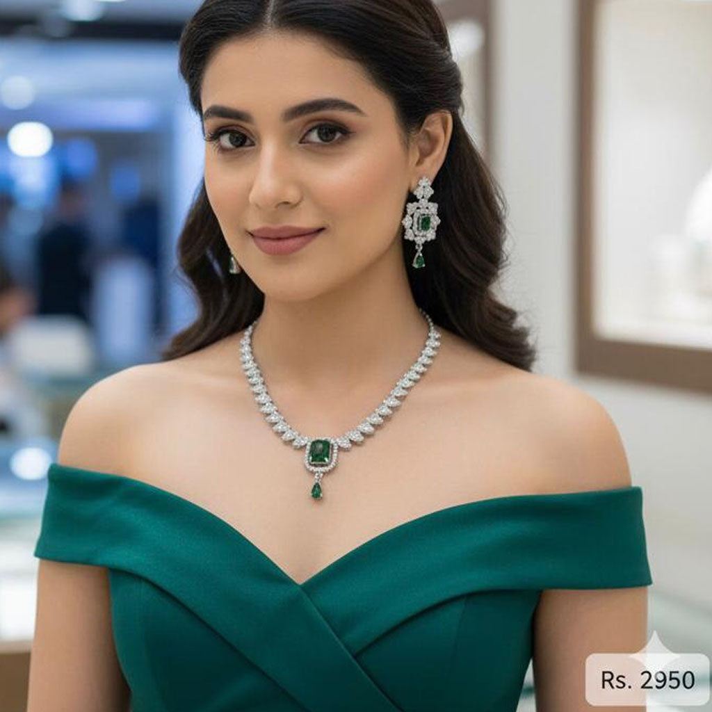 Classic Emerald Cut CZ Pendant Necklace – Rs. 2,350