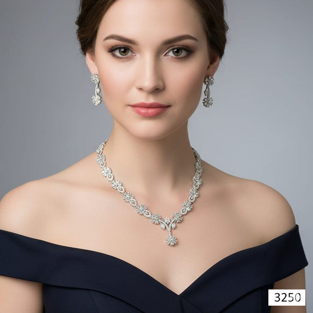 Subtle Glamour Pave Crystal Petal Chain Set – Rs. 3,250